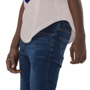 Men's Curved Hem T-Shirt- Beard and Beanie- Blue Logo